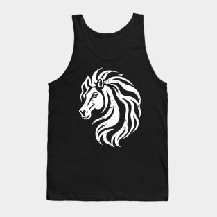 Minimalist Horse Head with Flowing Mane - distressed Tank Top